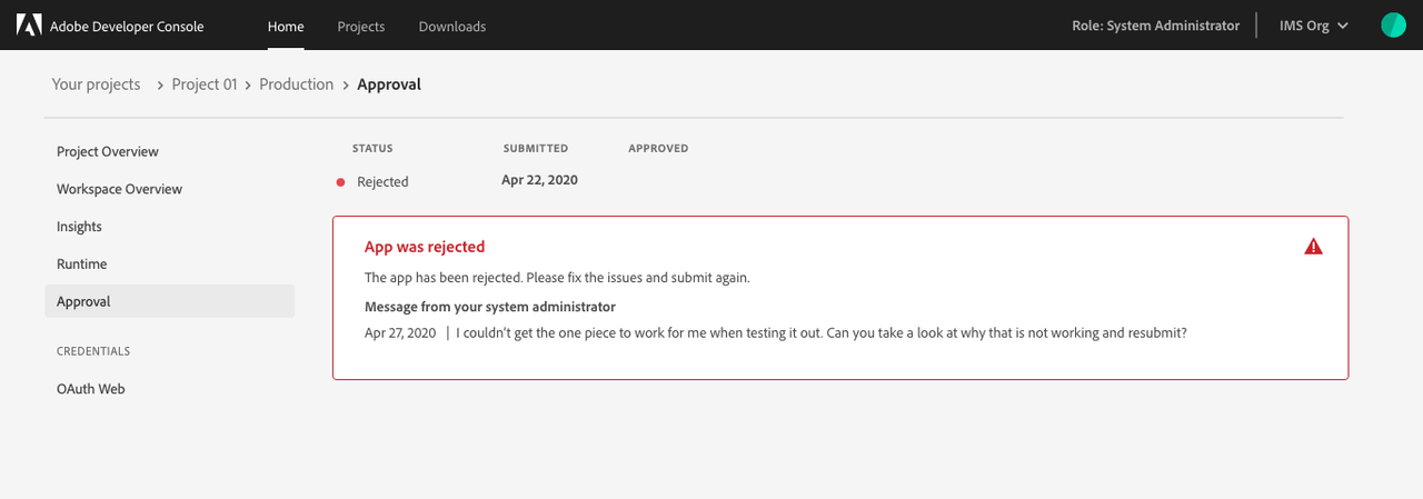 approval app rejected